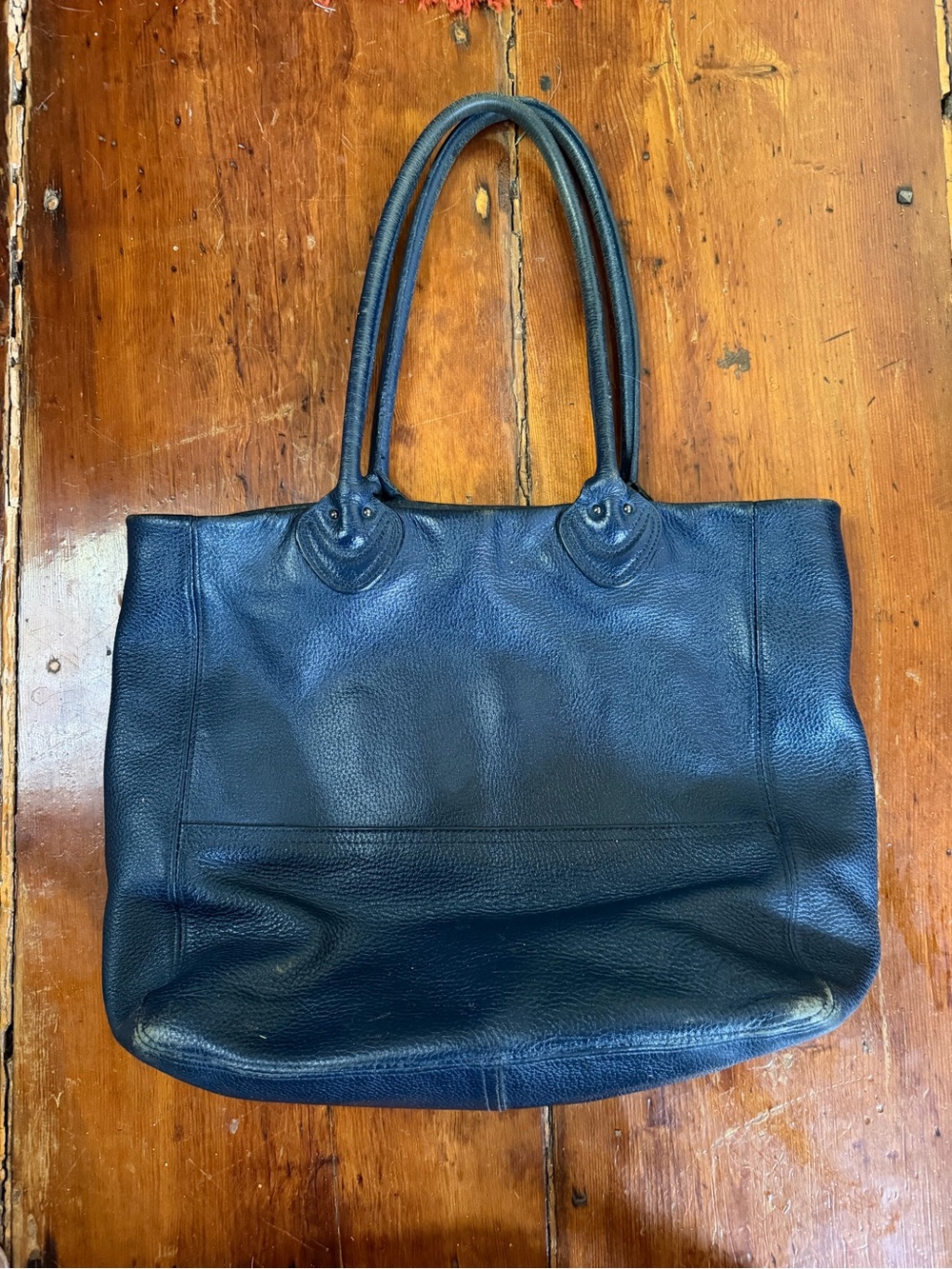 L.L. Bean Black Leather Tote with Double Handles
